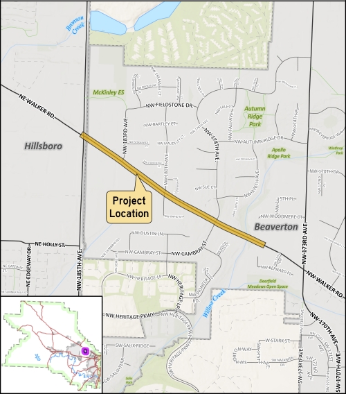 "Location map for Walker Road between 173rd and 185th avenues"