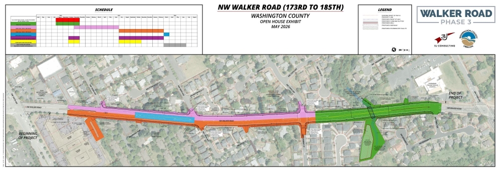 "Walker Road design map and construction timeline"